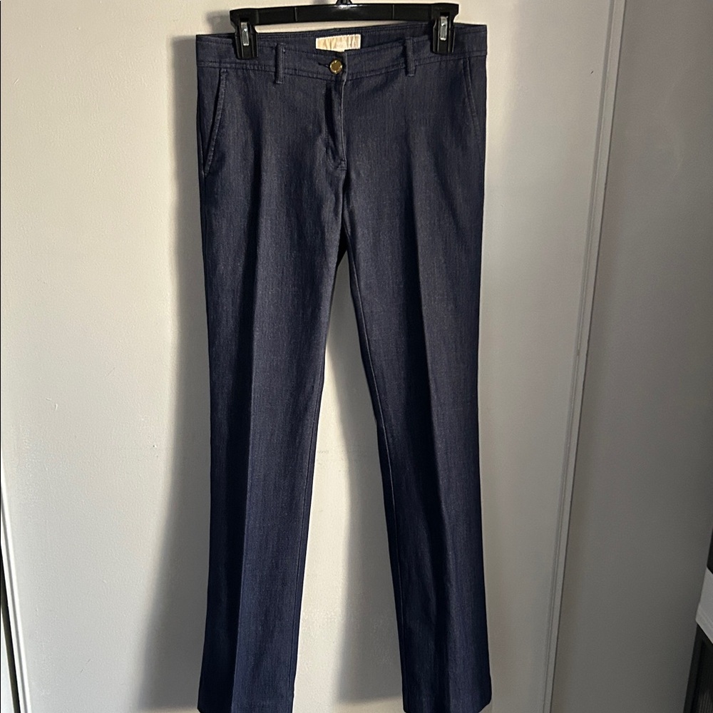 MICHAEL Michael Kors Dark Chambray Low Rise Dressy Work Evening Wear Trousers
